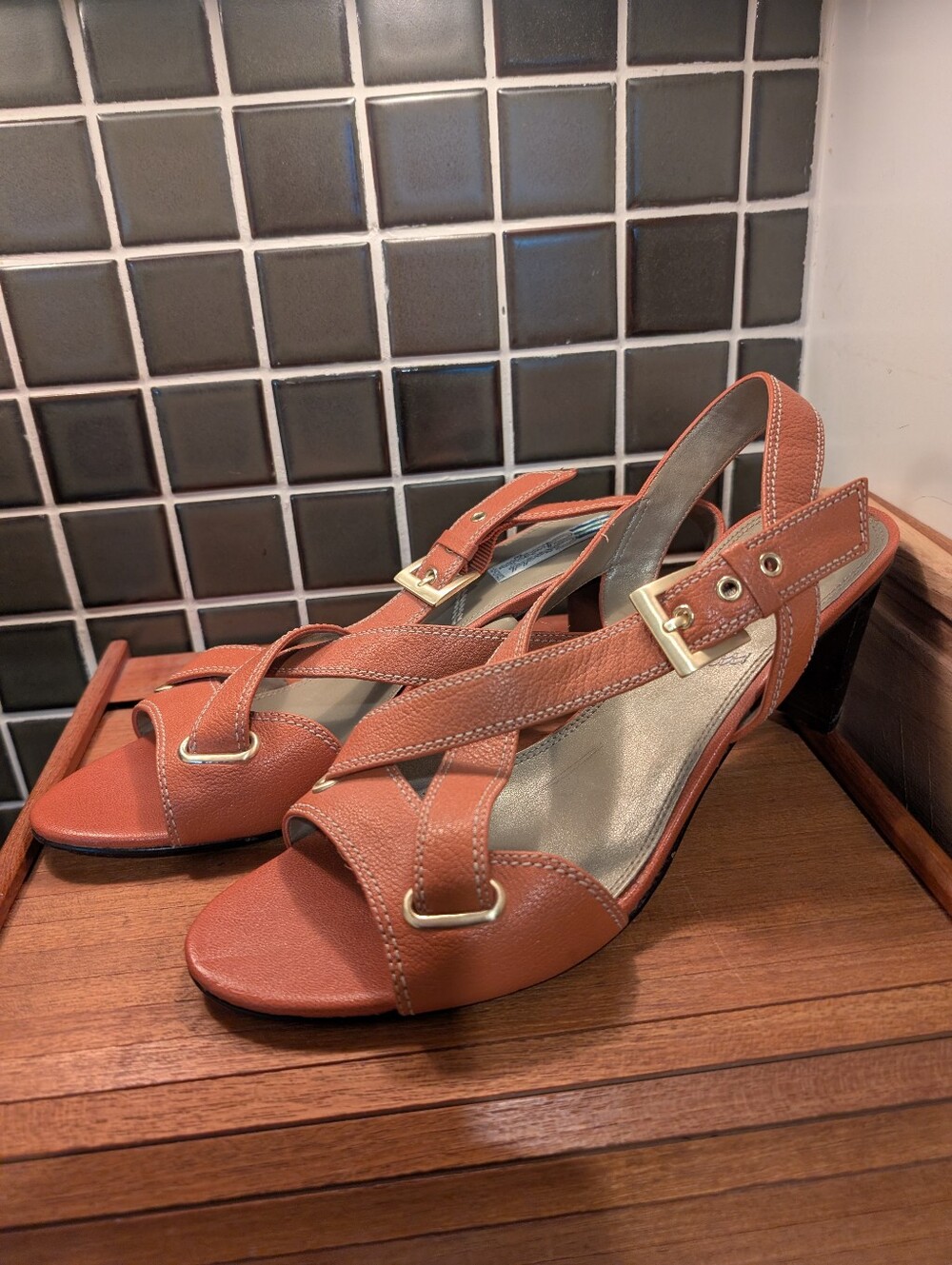 Arnold Churgin Burnt Orange Sandals,9 1/2
